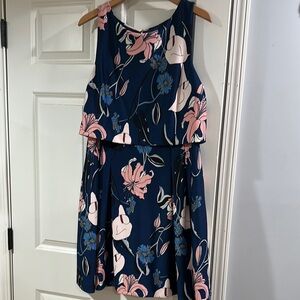 Ivanka Trump Navy Floral Midi Dress